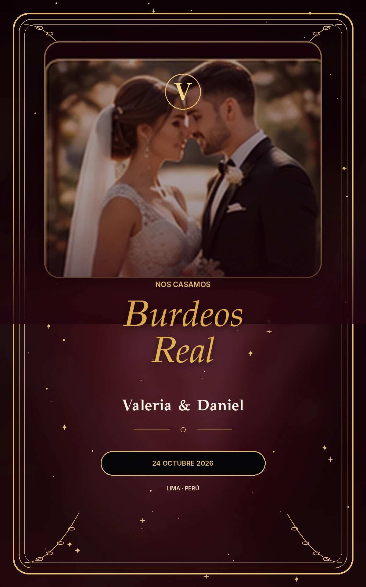 Invitación digital Burdeos Real
