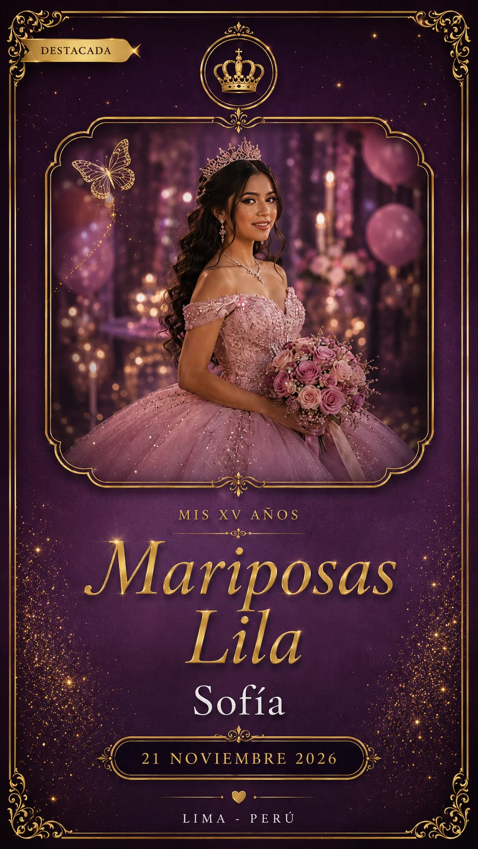 Invitación digital Mariposas Lila